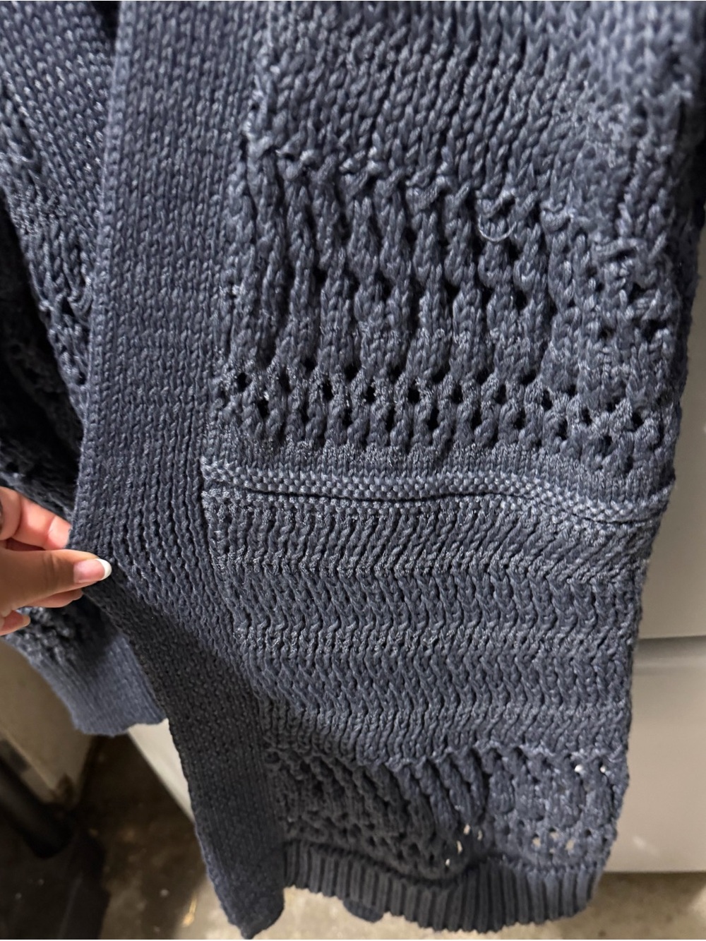 Ariat Slate Blue Open-Front Crochet Knit Cardigan - Picture 4 of 4